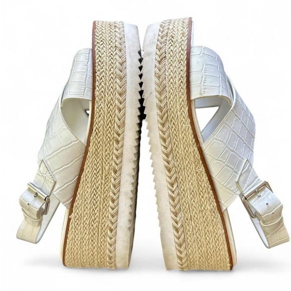 Vince Camuto Cream Croc-Embossed Espadrille Sandals Size 41 - Picture 4 of 8